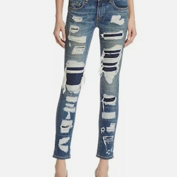 Rag & Bone Dre Slim Distressed Ankle Jeans Womens Size 24 Made in USA Low Rise - Picture 15 of 15